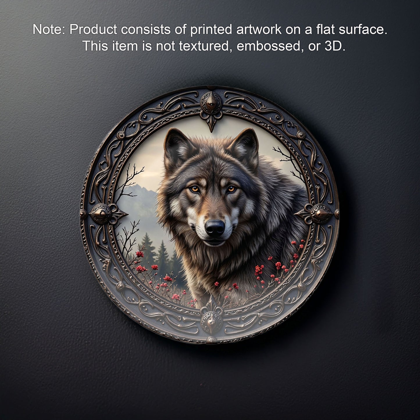 Majestic Wolf Decorative Plate - Gothic Nature-Inspired Forest Design