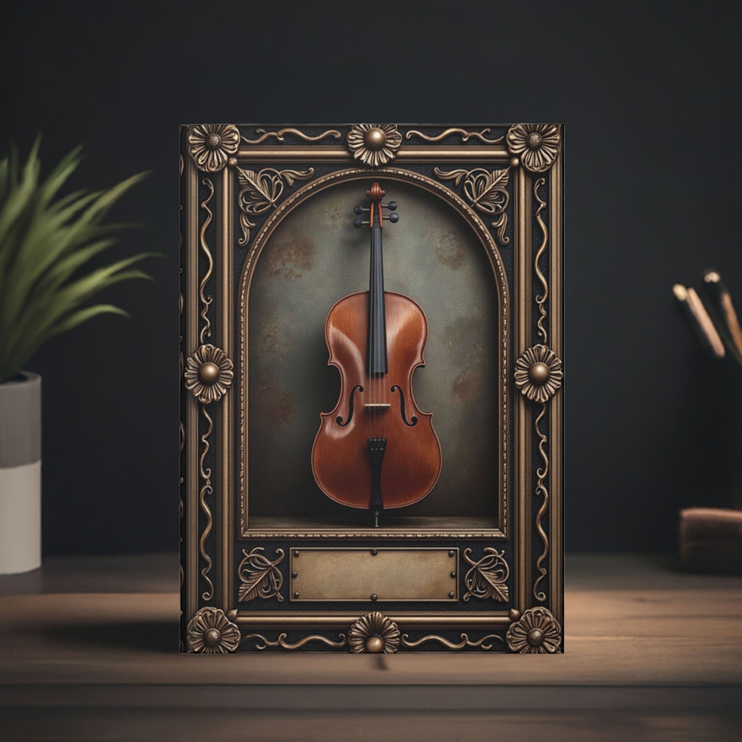 Ornate Cello Journal – Customizable Classical Music Hardcover Notebook