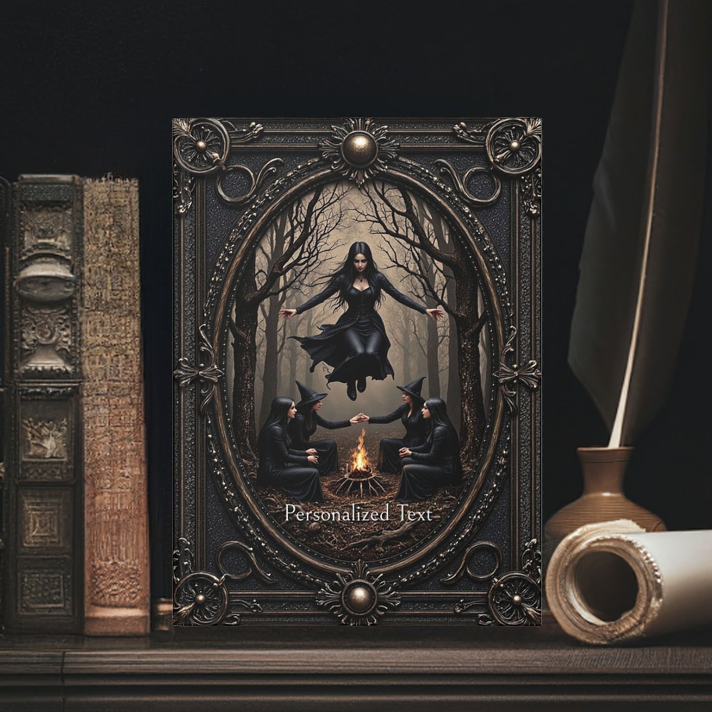 Witchy Ritual Circle Journal - Personalized Gothic Forest Notebook