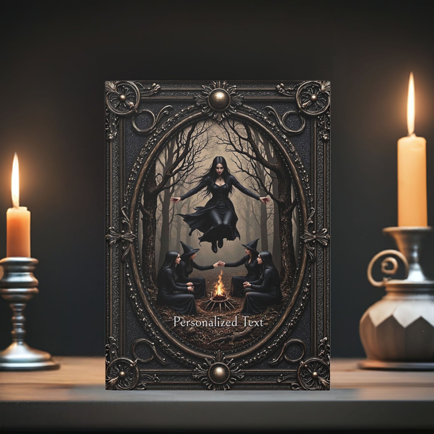 Witchy Ritual Circle Journal - Personalized Gothic Forest Notebook