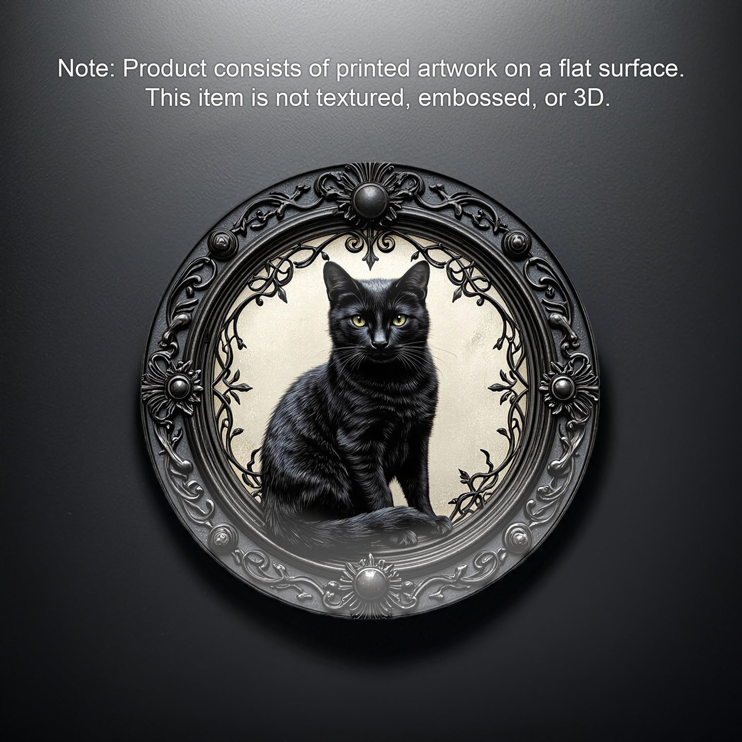 Black Cat Gothic Plate - Mystical Feline Decorative Dish for Witchy Homes