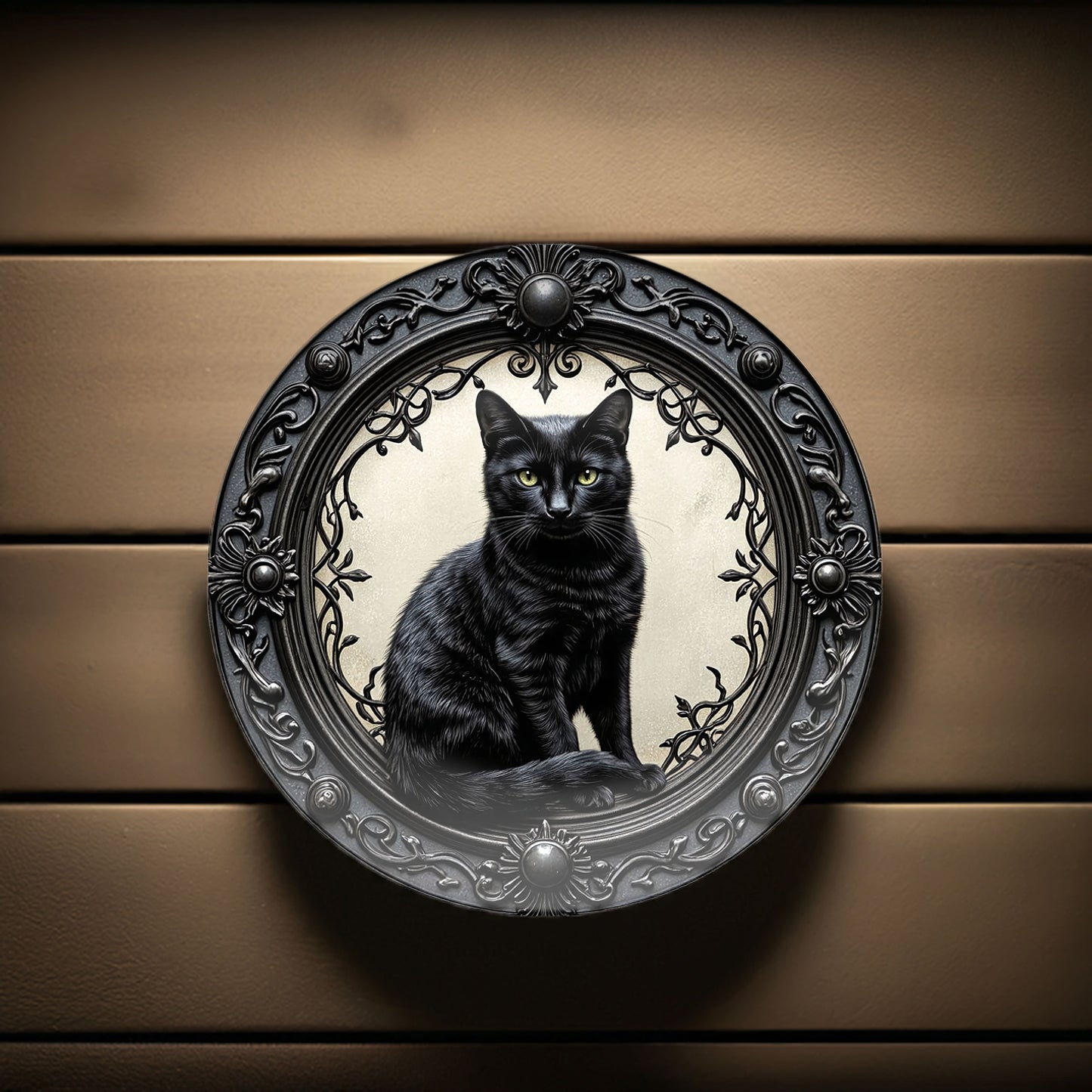 Black Cat Gothic Plate - Mystical Feline Decorative Dish for Witchy Homes