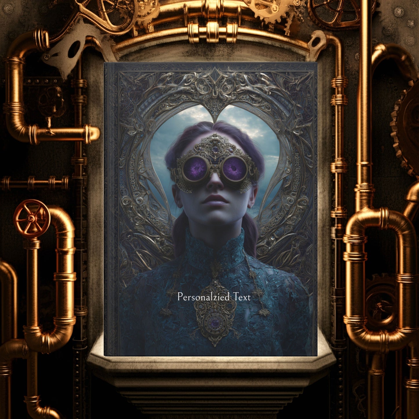 Personalized Steampunk Visionary Journal - Gothic Goggle Girl Notebook