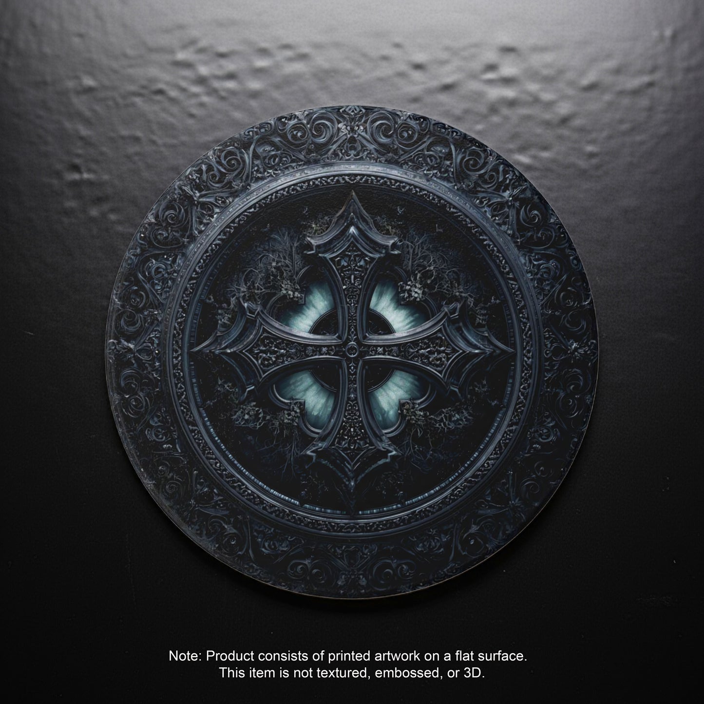 Gothic Cross Coaster - Ornate Black Cathedral-Inspired Decor with Cork Backing