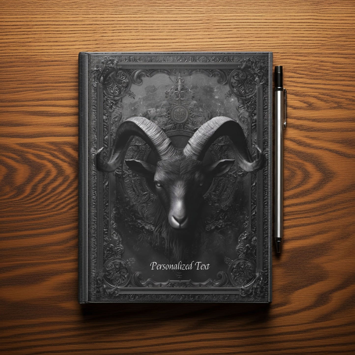 Gothic Ram Head Journal - Dark Aesthetic Personalized Notebook