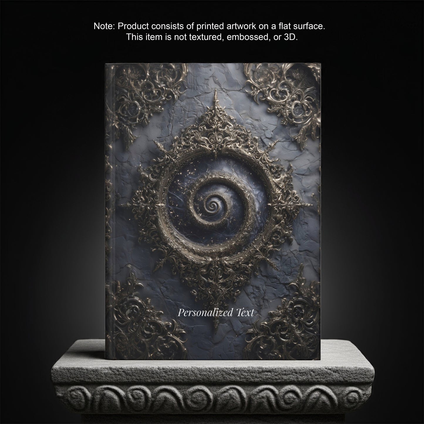 Cosmic Spiral Gothic Journal – Personalized Hardcover Notebook with Optional Custom Text