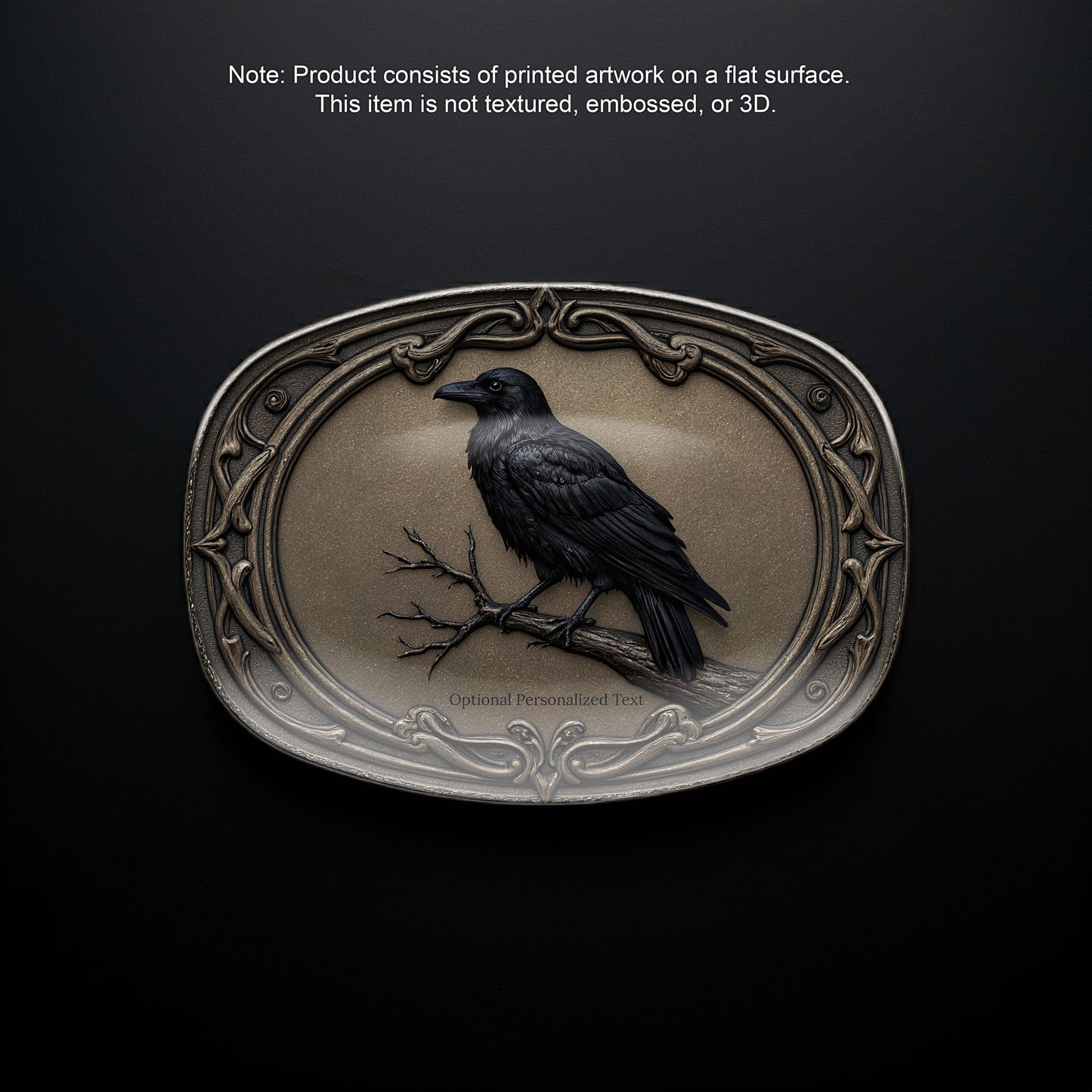 Gothic Raven Oval Platter - Vintage Crow Art Tray with Optional Personalization