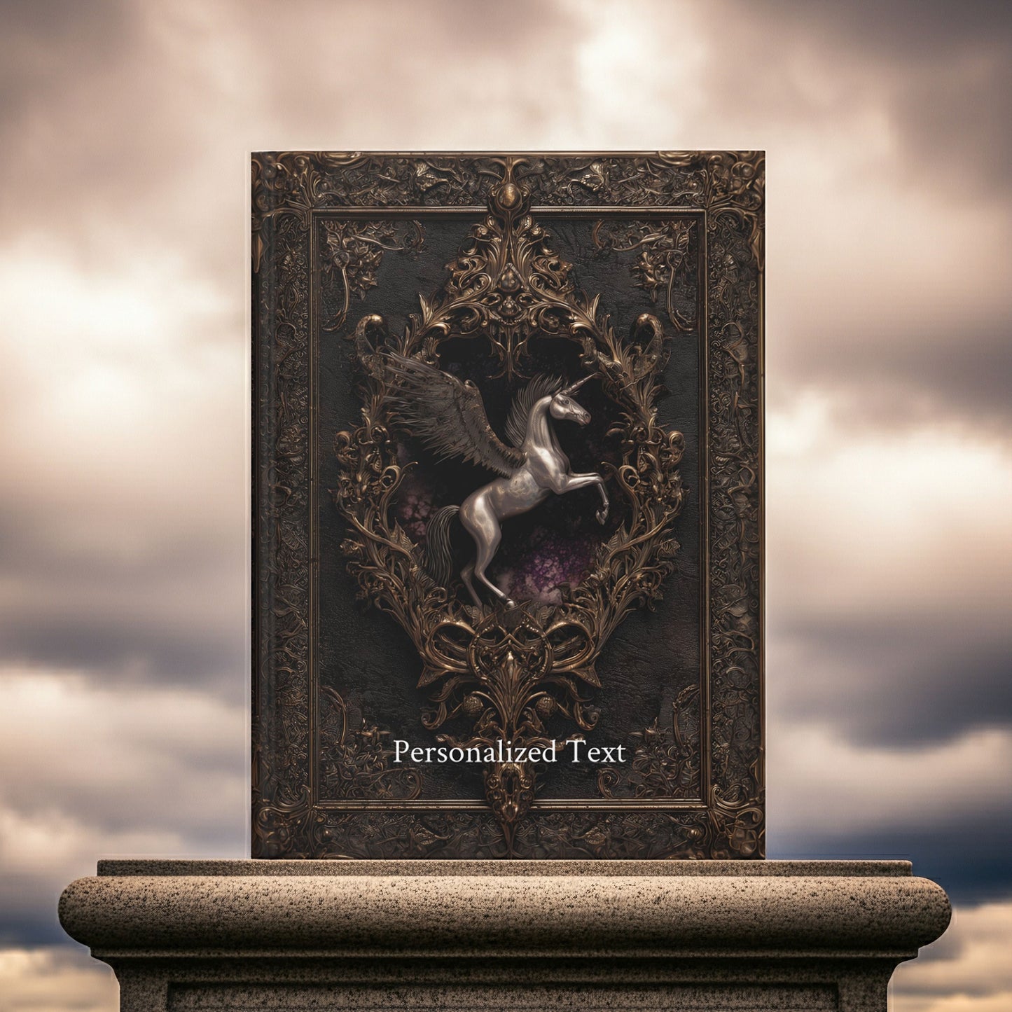 Gothic Pegasus Notebook - Fantasy Hardcover Journal with Optional Personalized Text