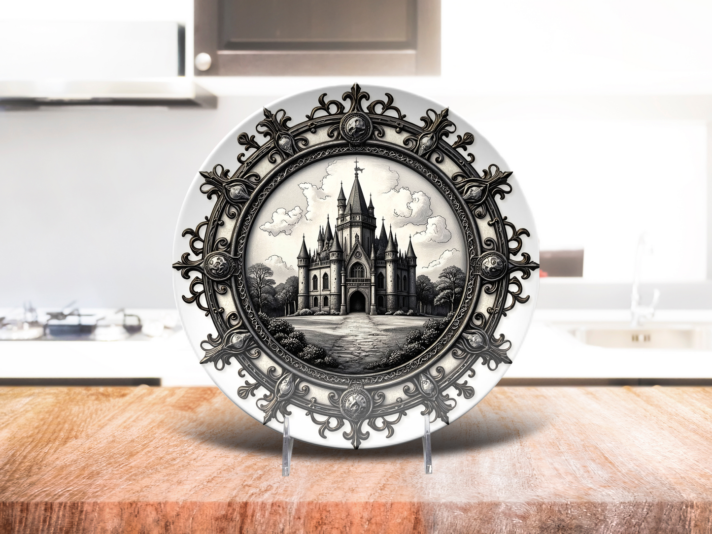 Gothic Castle Decorative Plate - Dark Fairytale Architecture Design