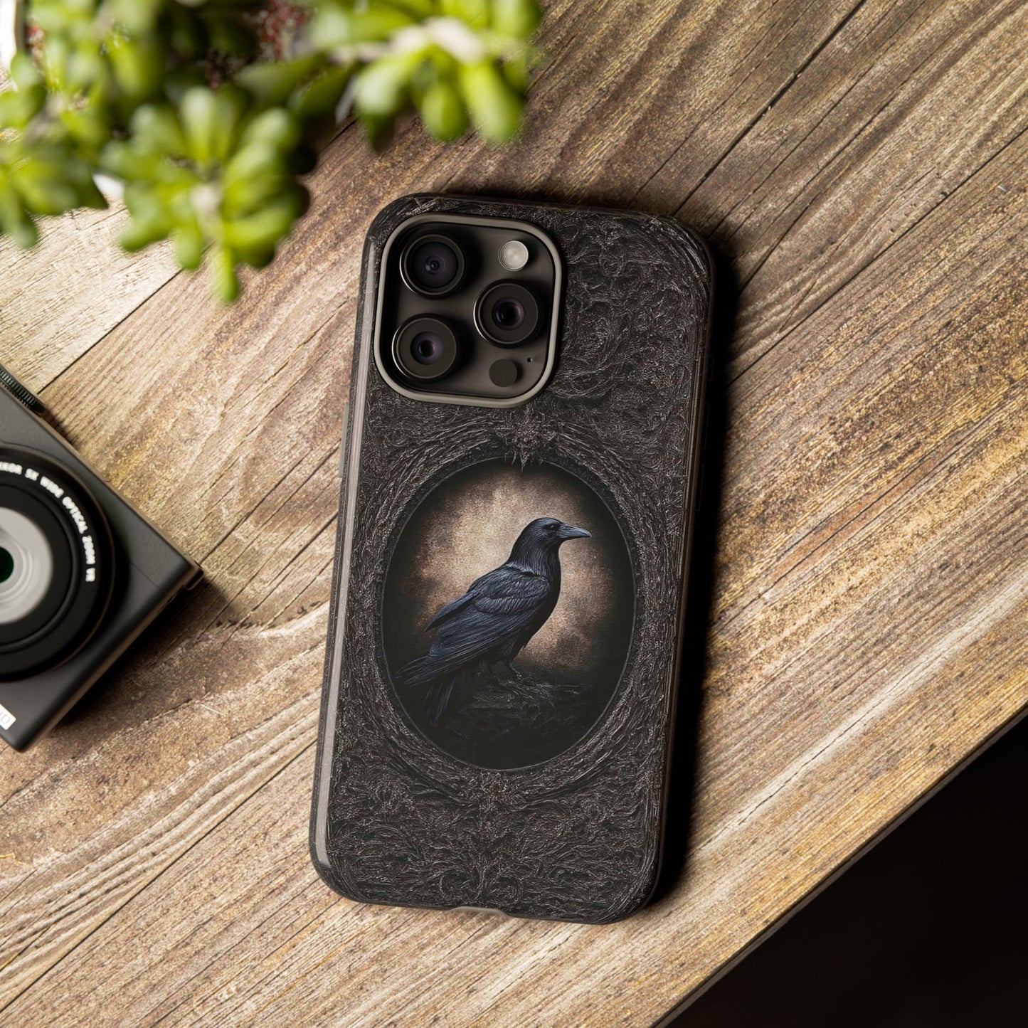 Gothic Raven Phone Case - Mysterious Dark Bird Design
