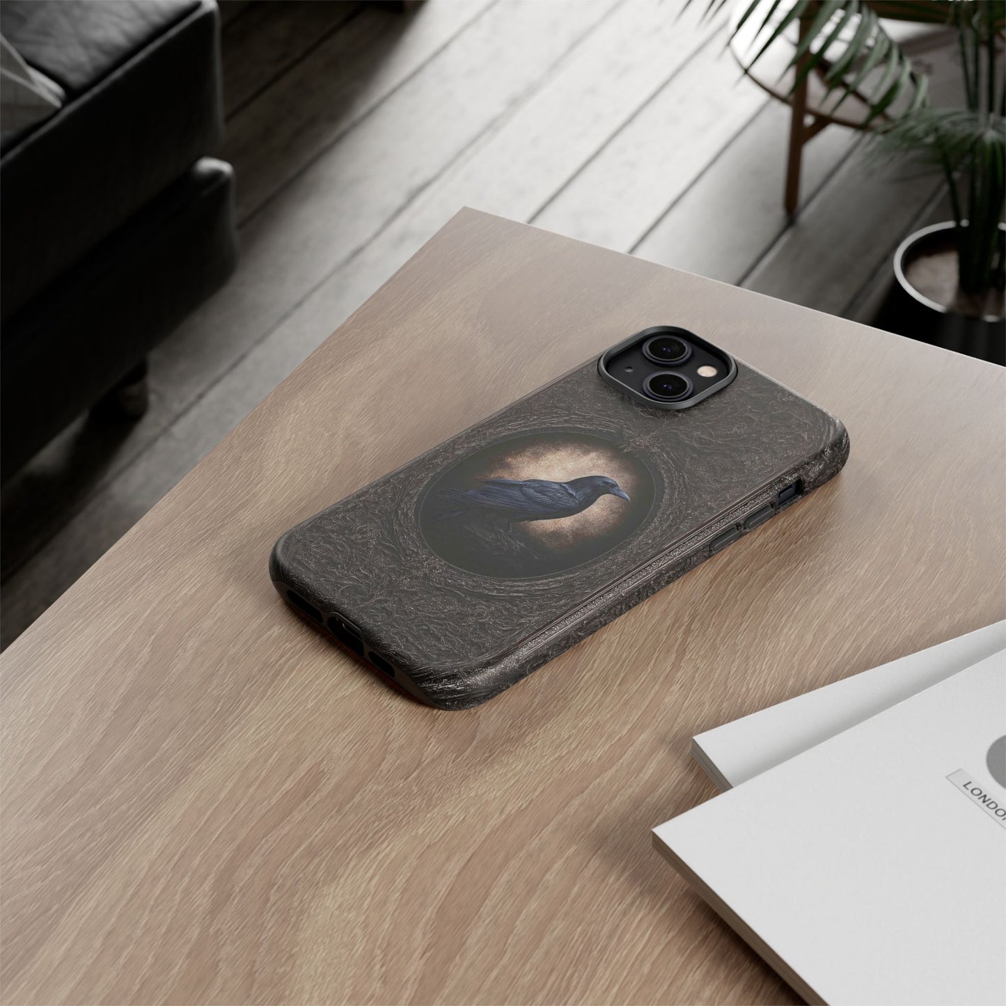 Gothic Raven Phone Case - Mysterious Dark Bird Design