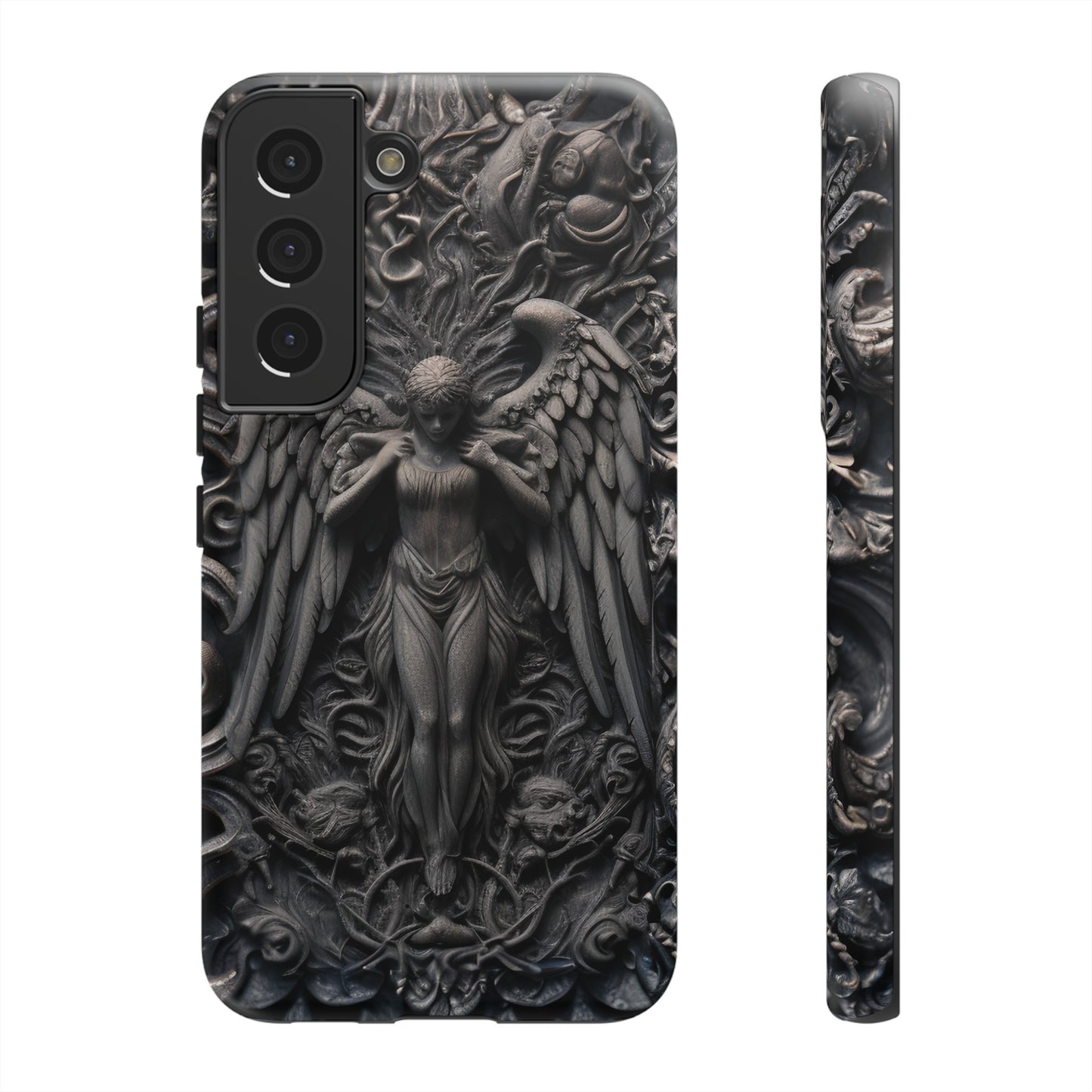 Grey Angel Phone Case – Gothic Marble Statue Design for iPhone, Samsung Galaxy, and Google Pixel Devices