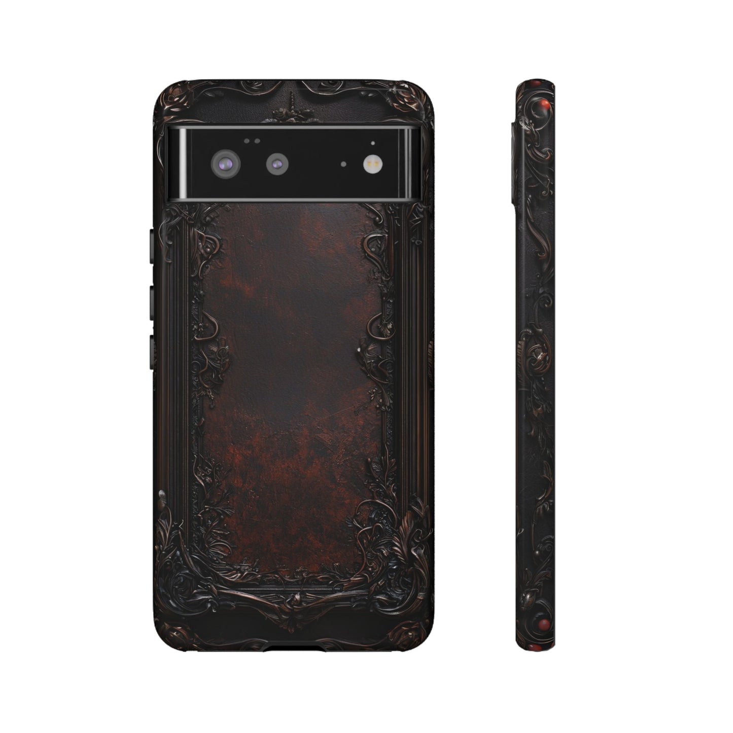 Gothic Ornate Leather-Inspired Phone Case - Dark Aesthetic Cover