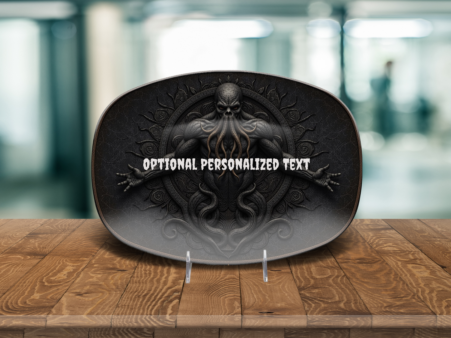 Dark Cthulhu Gothic Oval Platter – Personalized Horror Serving Tray