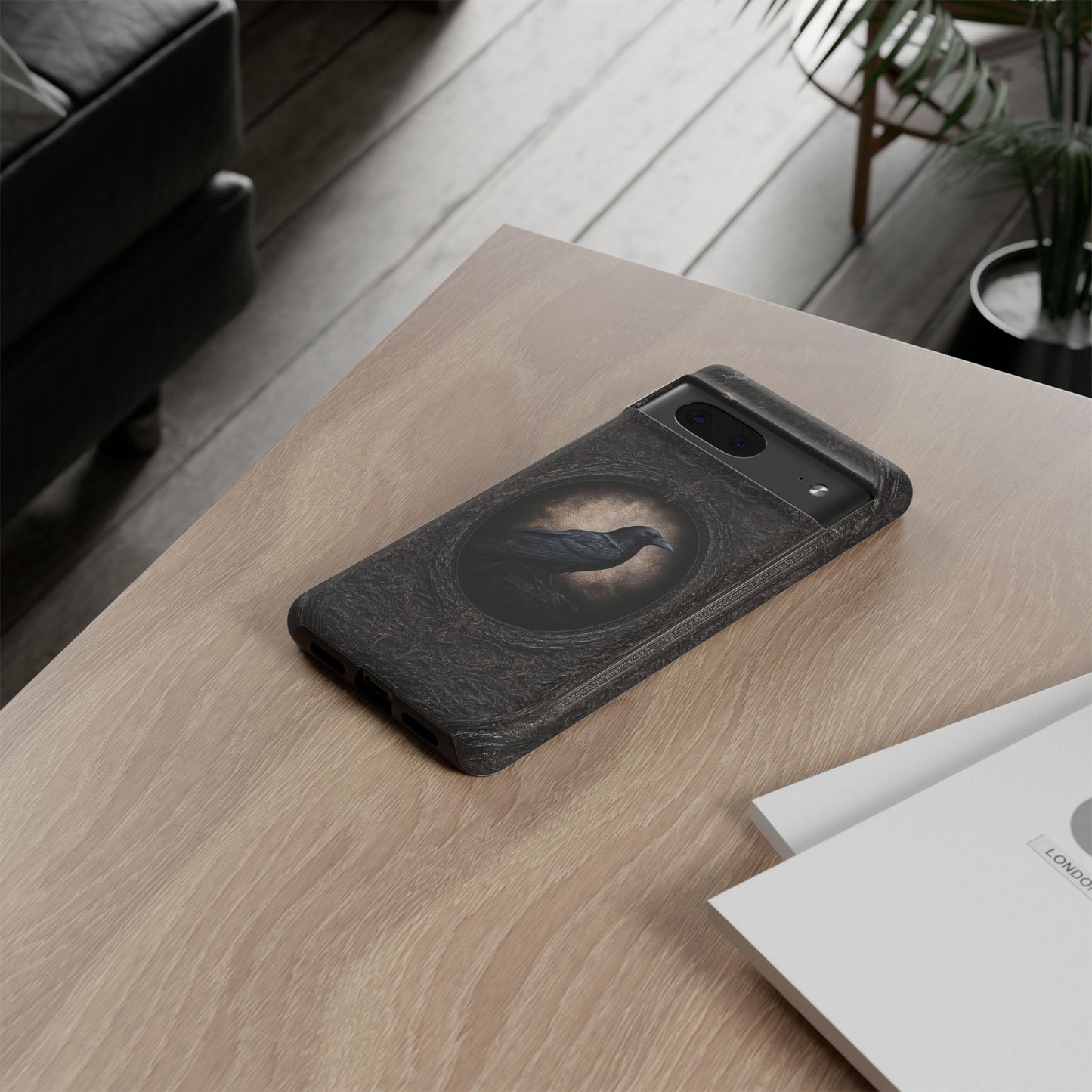 Gothic Raven Phone Case - Mysterious Dark Bird Design