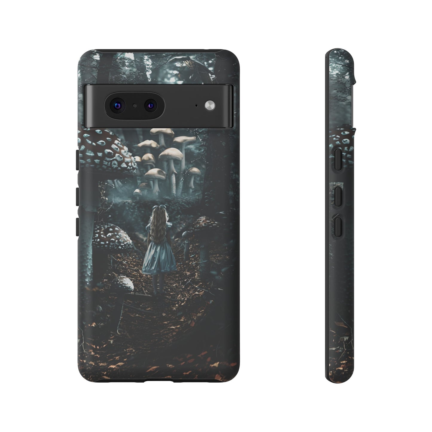 Alice in the Mushroom Forest Phone Case – Fantasy Wonderland Design for iPhone, Samsung Galaxy, and Google Pixel Devices