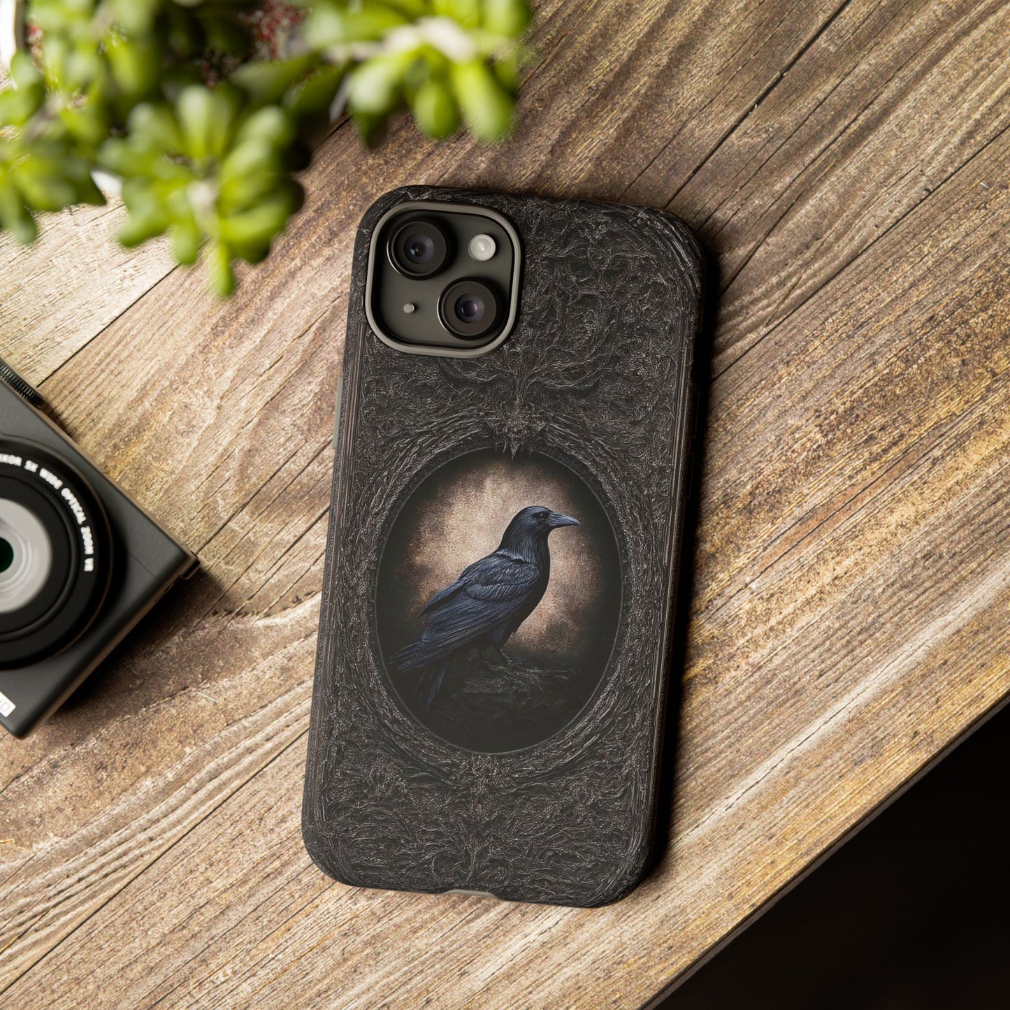 Gothic Raven Phone Case - Mysterious Dark Bird Design