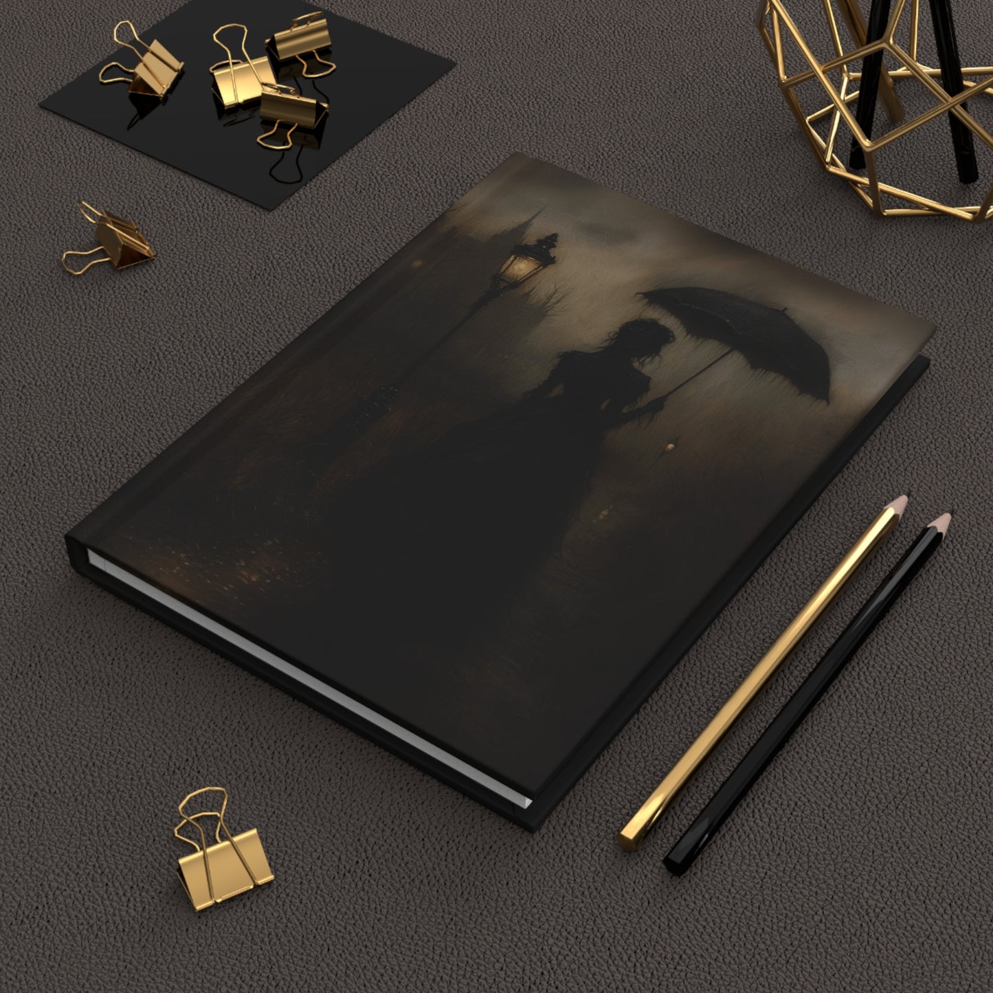 Gothic Noir Umbrella Lady Journal - Dark Victorian Art Hardcover Notebook
