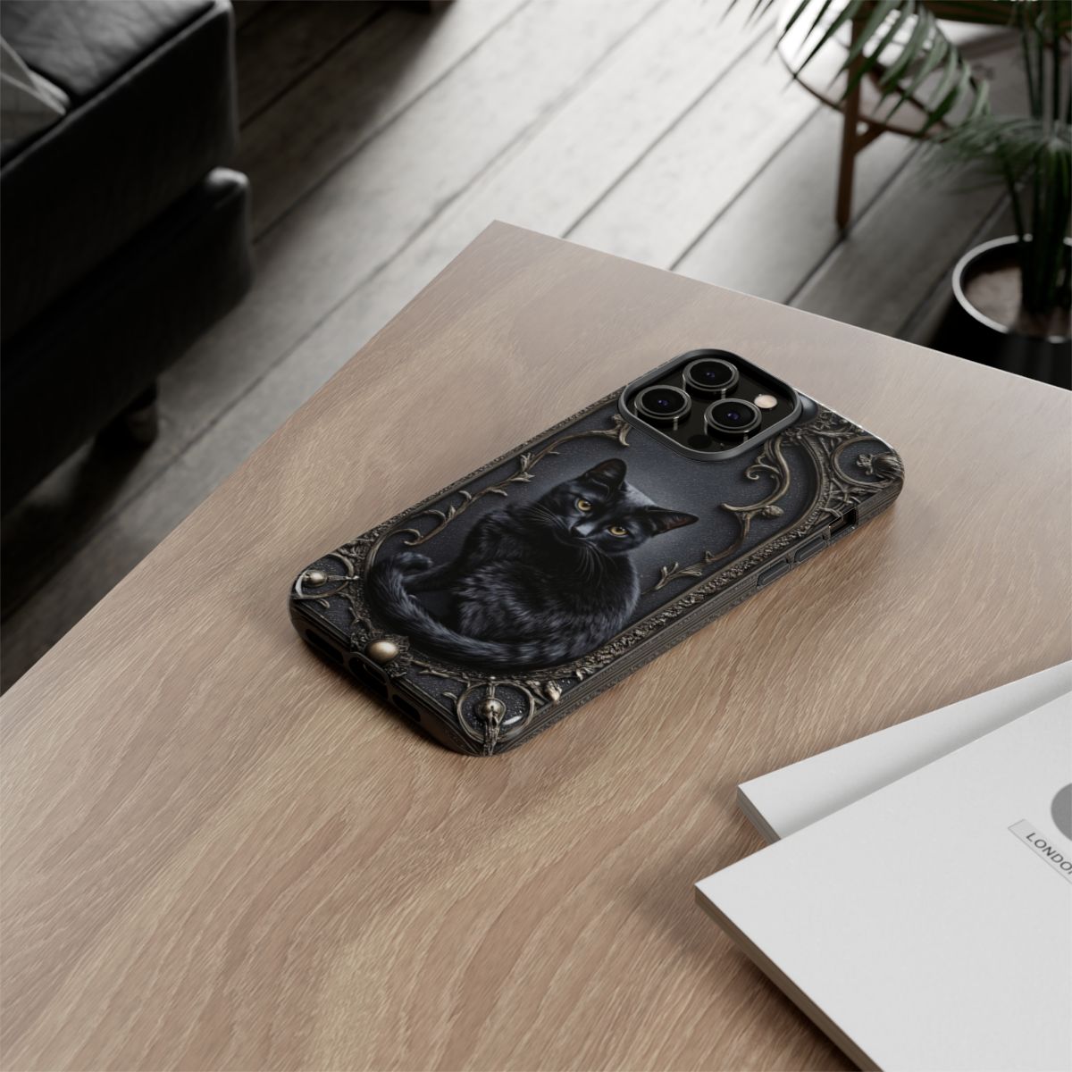 Gothic Black Cat Phone Case – Mystical & Elegant Feline Design