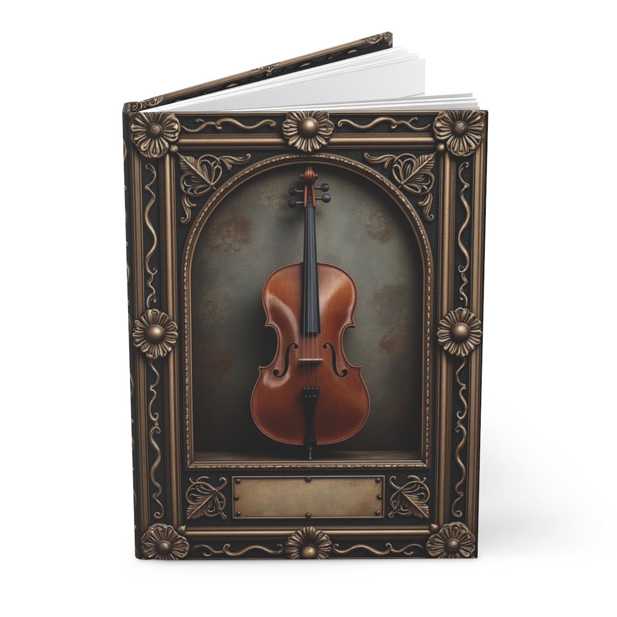 Ornate Cello Journal – Customizable Classical Music Hardcover Notebook