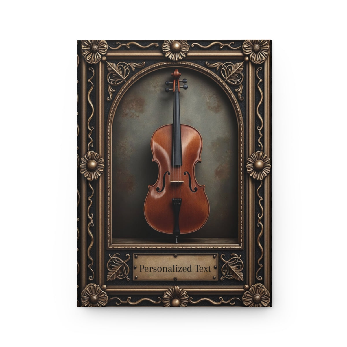 Ornate Cello Journal – Customizable Classical Music Hardcover Notebook