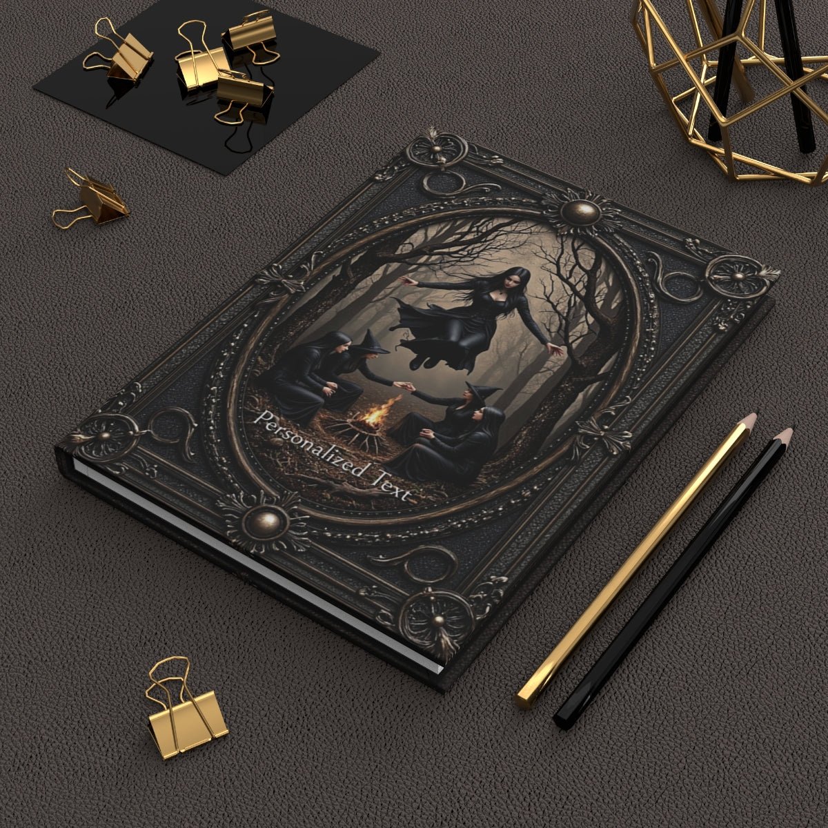 Witchy Ritual Circle Journal - Personalized Gothic Forest Notebook
