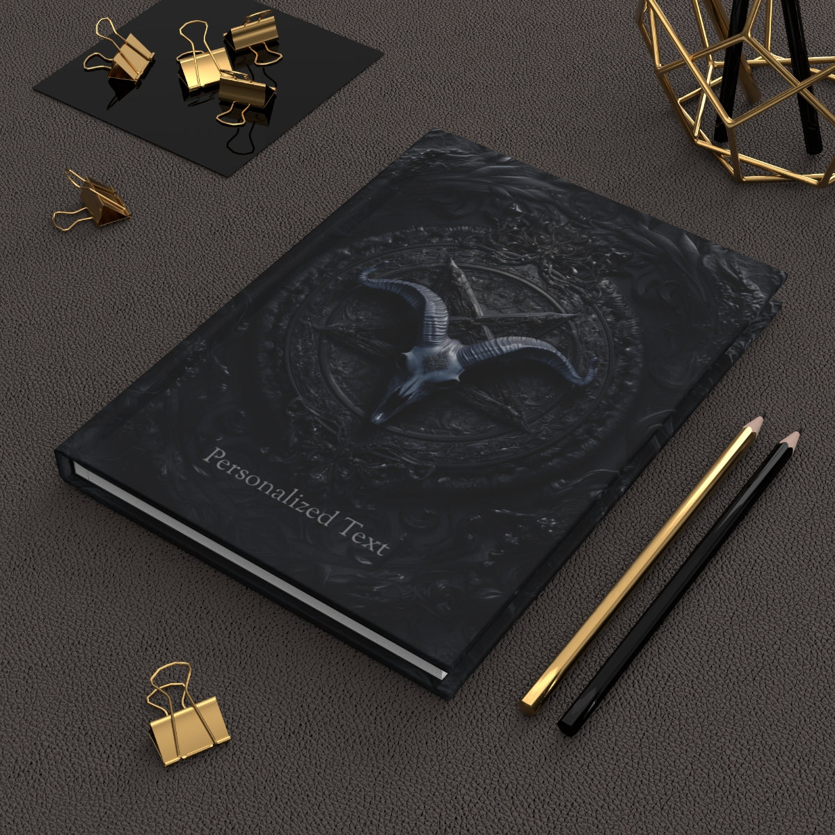 Gothic Goat Skull Journal - Dark Occult Notebook with Personalized Text