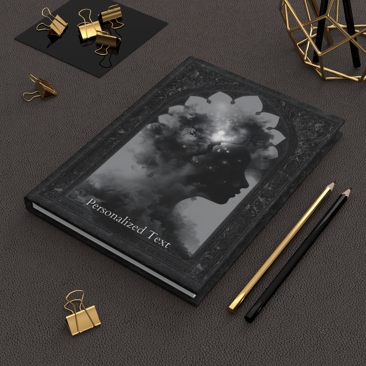 Celestial Dreamscape Journal - Mystical Silhouette Notebook with Personalized Text
