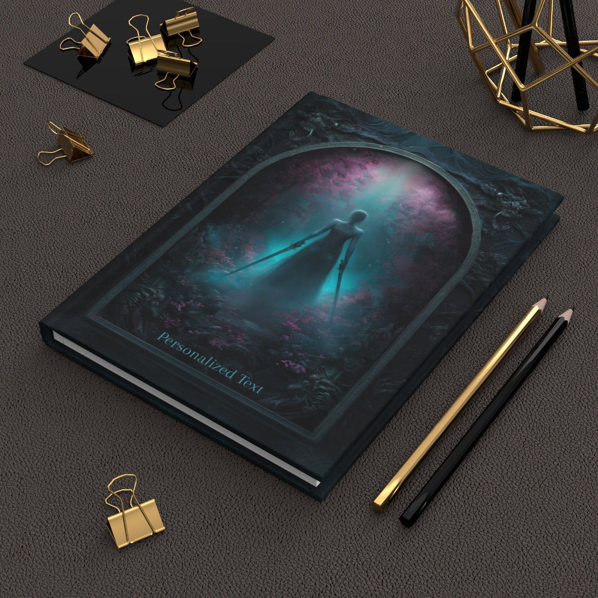 Mystic Warrior Notebook - Personalized Fantasy Journal with Dual Blades