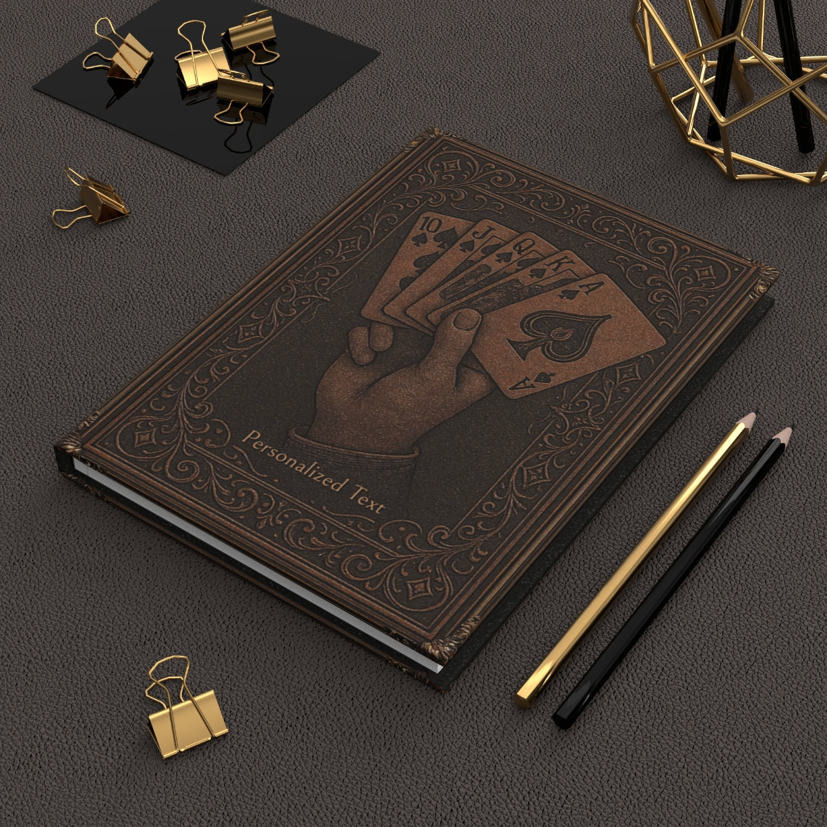 Royal Flush Poker Notebook - Personalized Vintage Playing Card Journal