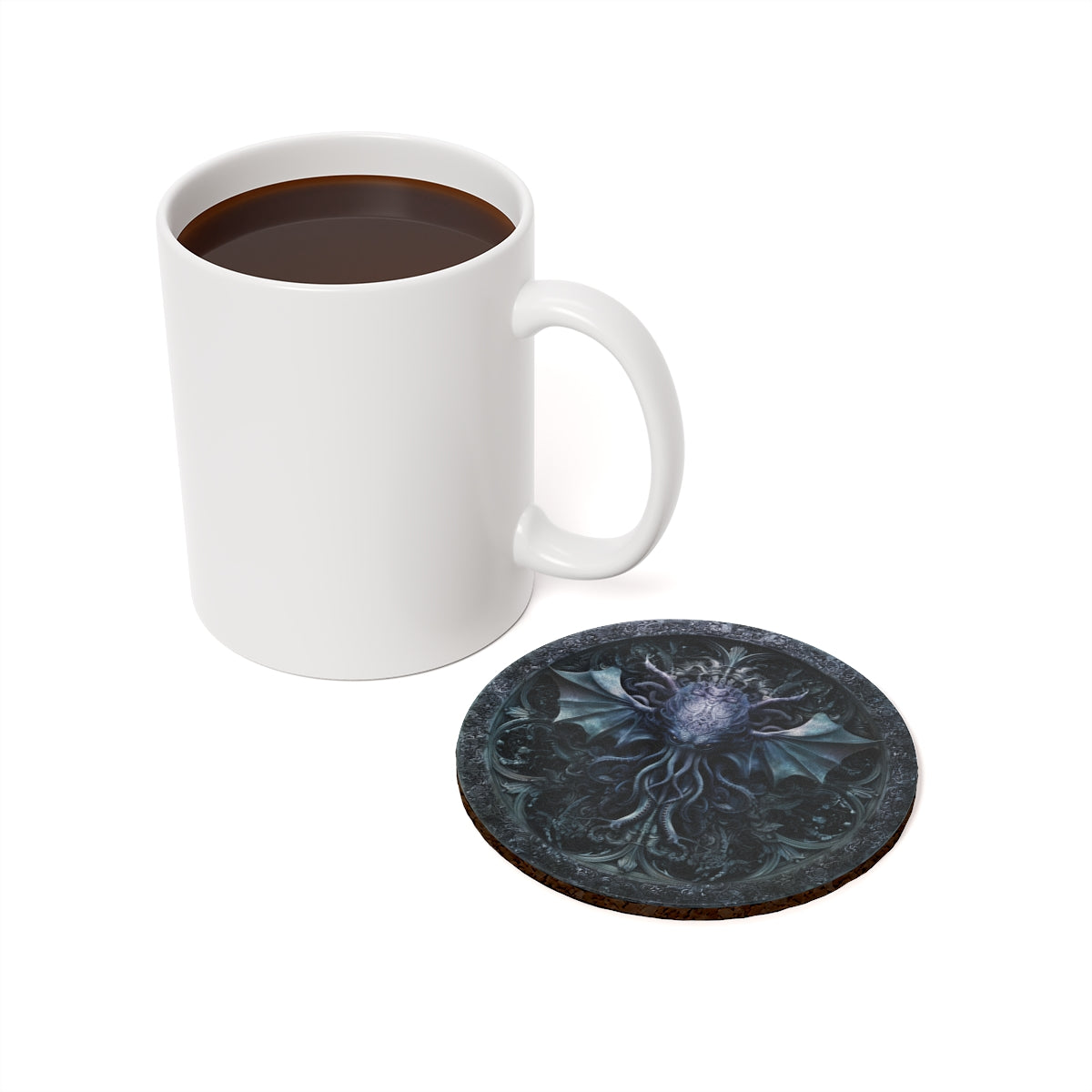 Eldritch Cthulhu Coaster - Lovecraftian Tentacle Horror Art with Cork Backing