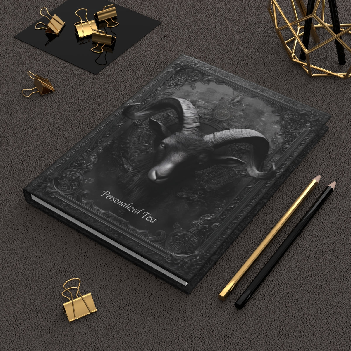 Gothic Ram Head Journal - Dark Aesthetic Personalized Notebook