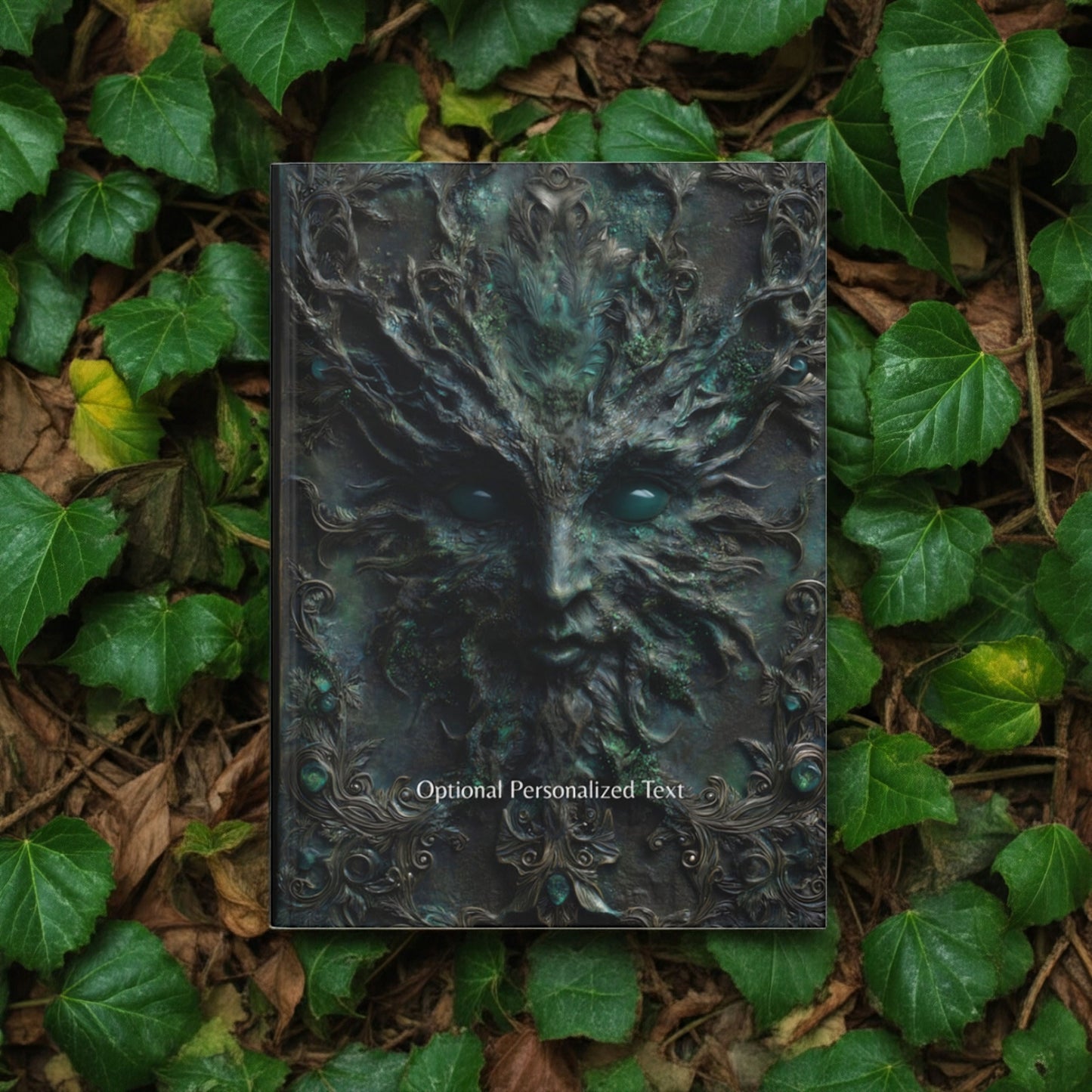 Eldritch Forest Spirit Journal - Gothic Green Man Notebook with Optional Personalized Text