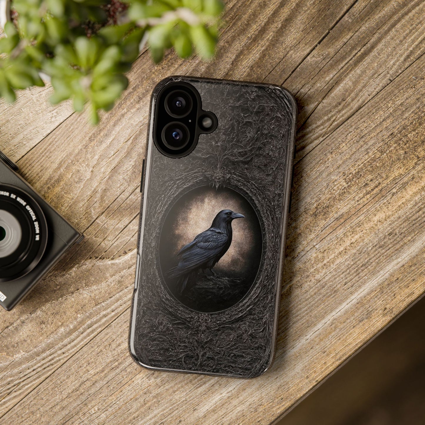 Gothic Raven Phone Case - Mysterious Dark Bird Design