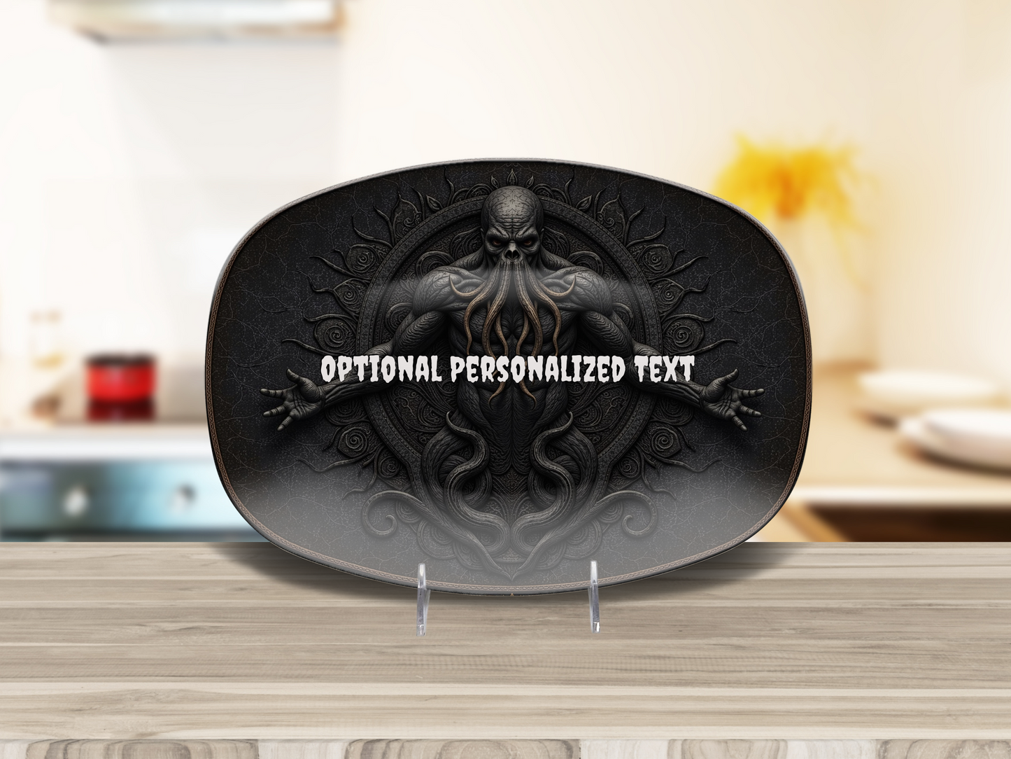 Dark Cthulhu Gothic Oval Platter – Personalized Horror Serving Tray