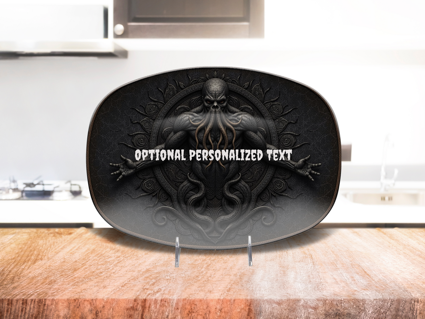 Dark Cthulhu Gothic Oval Platter – Personalized Horror Serving Tray