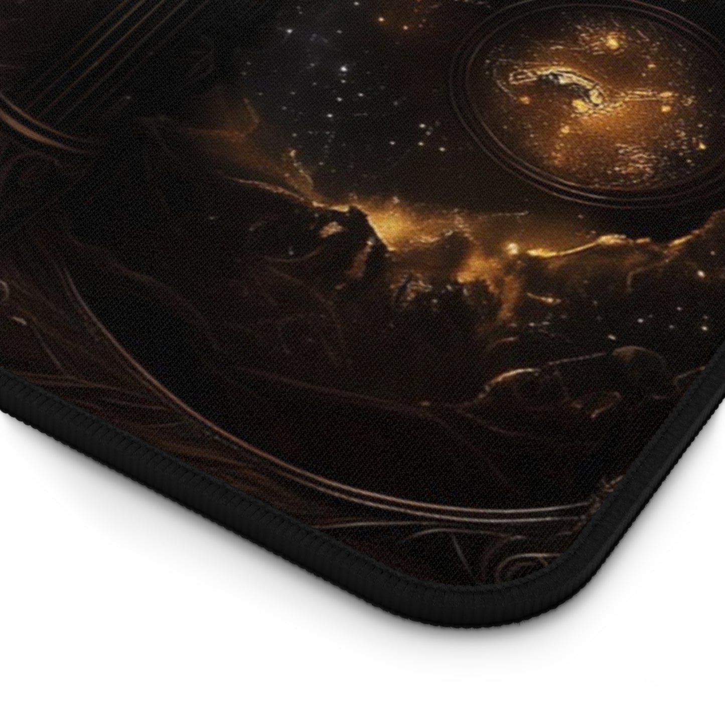 Celestial Night Sky Desk Mat - Cosmic Moon Phases Gaming Mouse Pad with Dark Starry Design
