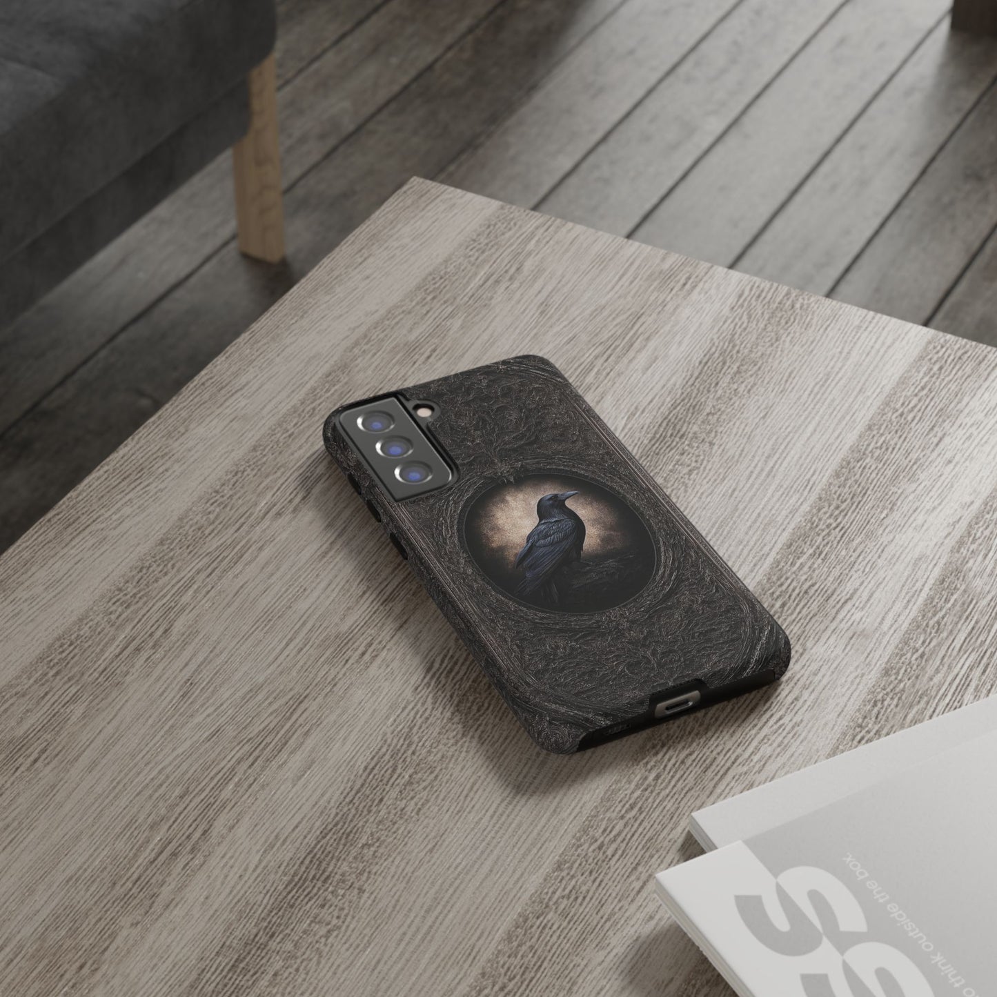 Gothic Raven Phone Case - Mysterious Dark Bird Design