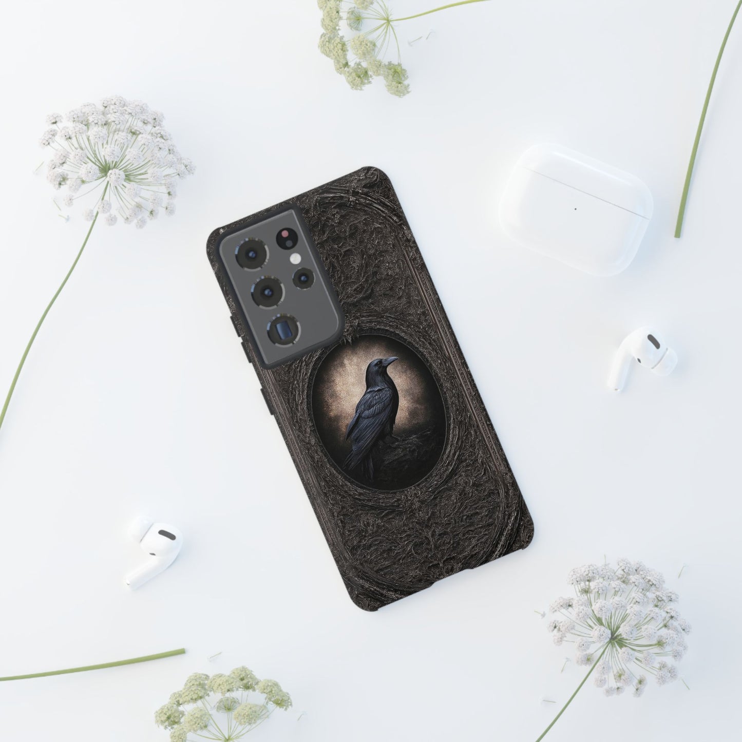 Gothic Raven Phone Case - Mysterious Dark Bird Design