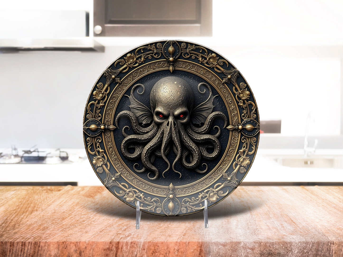 Gothic Cthulhu Dinner Plate - Dark Horror-Inspired Octopus Design