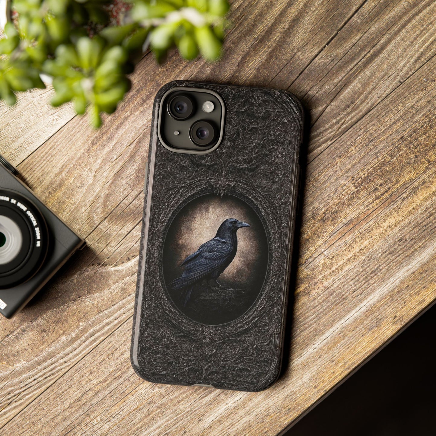 Gothic Raven Phone Case - Mysterious Dark Bird Design