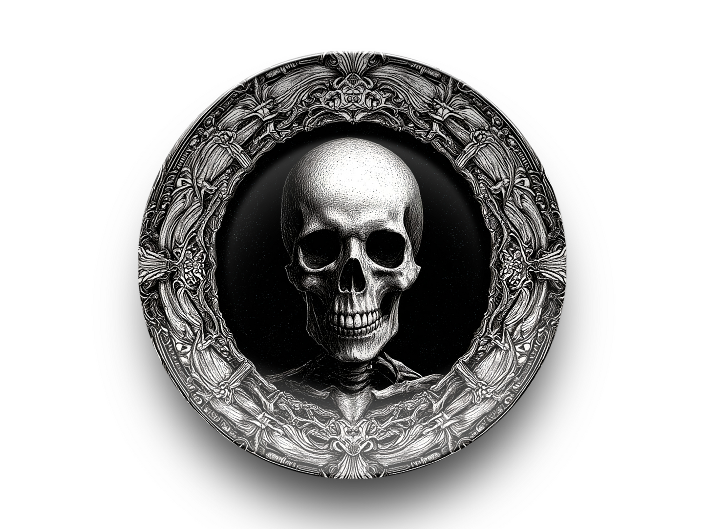Gothic Skull Plate - Macabre Skeleton Art Decor for Gothic Homes & Halloween