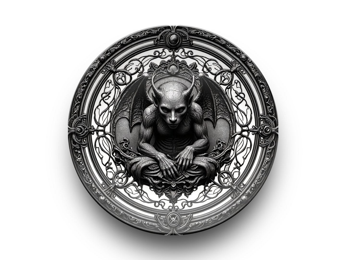 Gothic Gargoyle Decorative Plate - Dark Cathedral Guardian Design