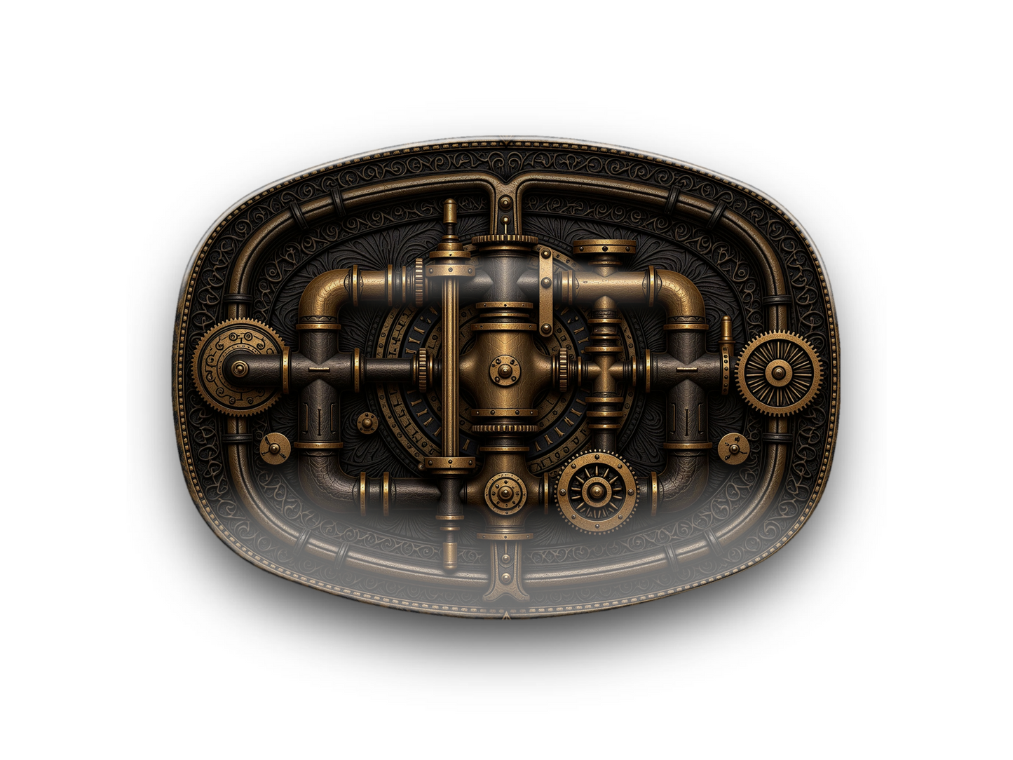 Steampunk Gearwork Oval Platter - Industrial Sci-Fi Serving Tray