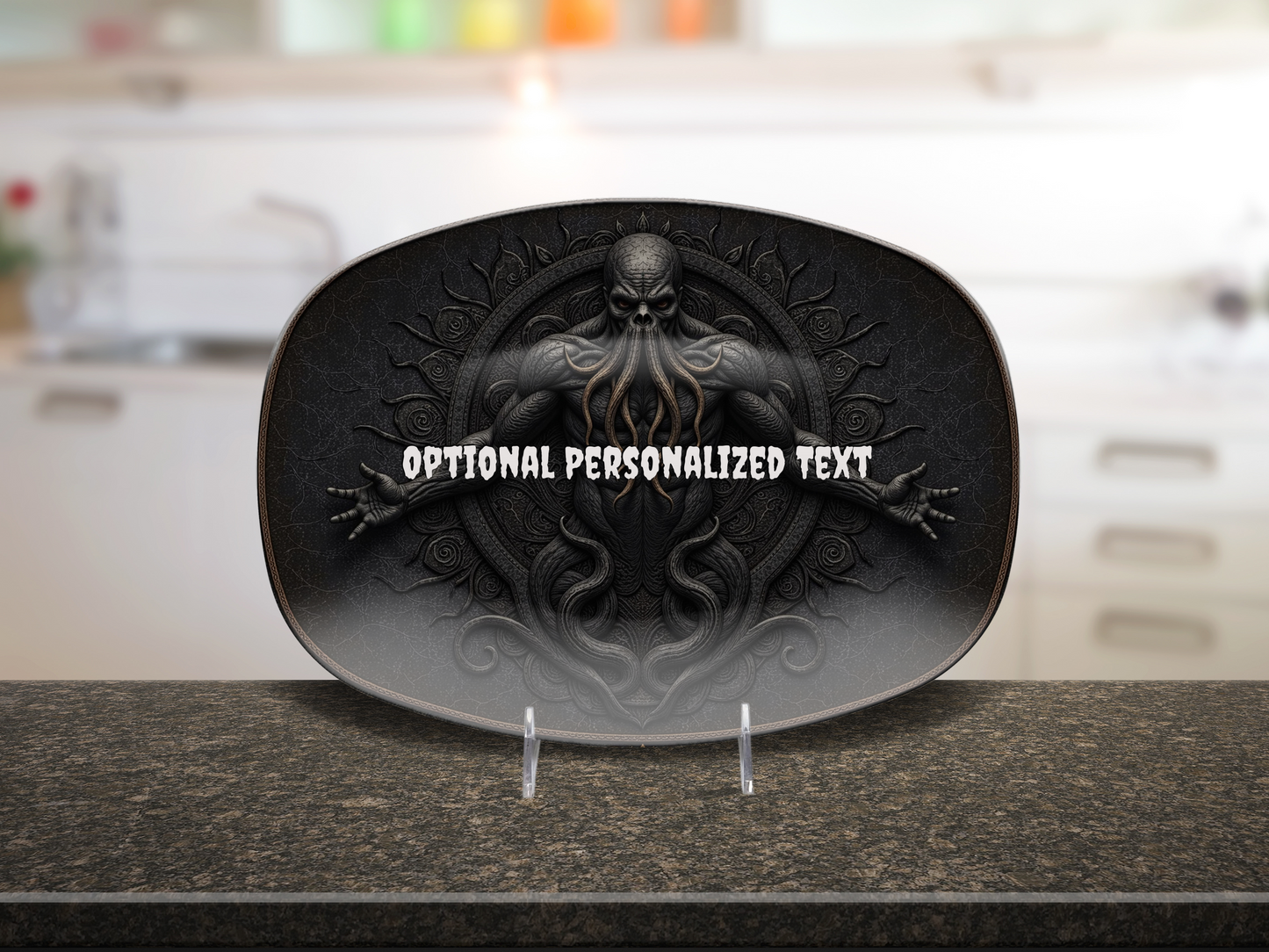 Dark Cthulhu Gothic Oval Platter – Personalized Horror Serving Tray