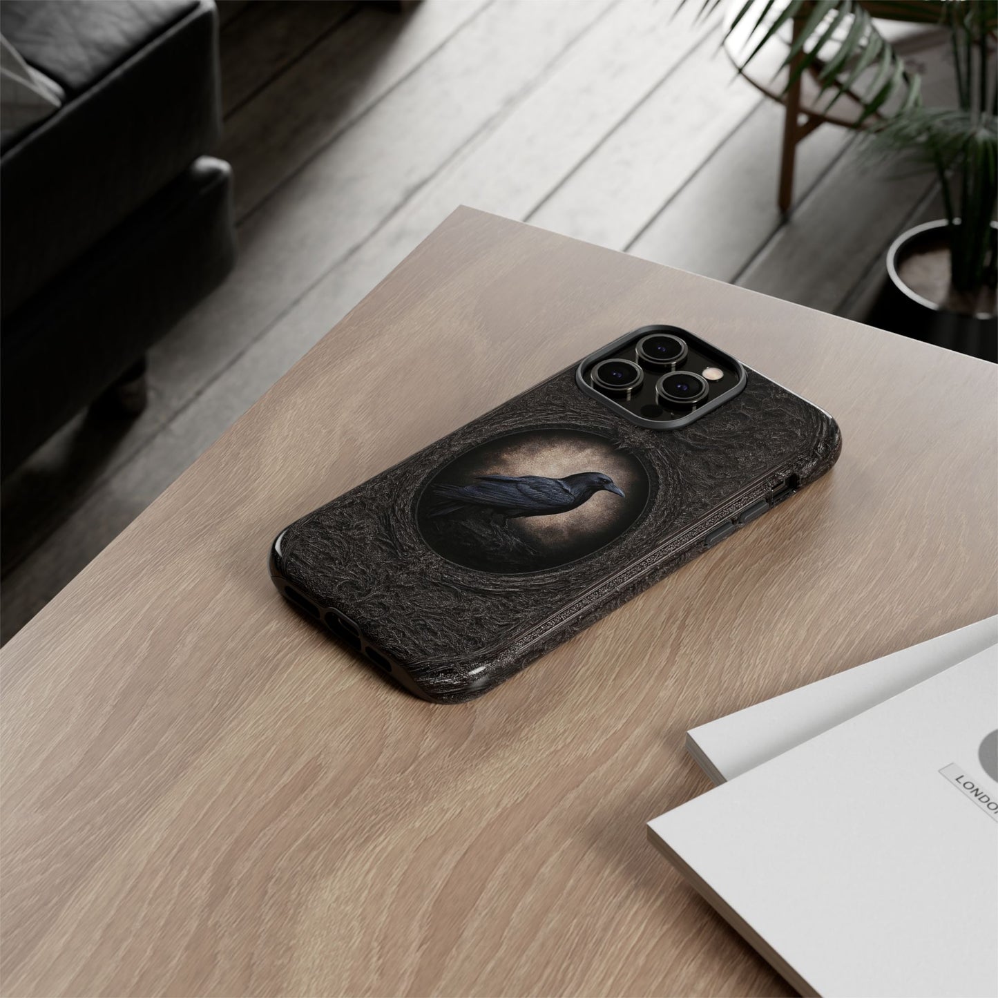 Gothic Raven Phone Case - Mysterious Dark Bird Design