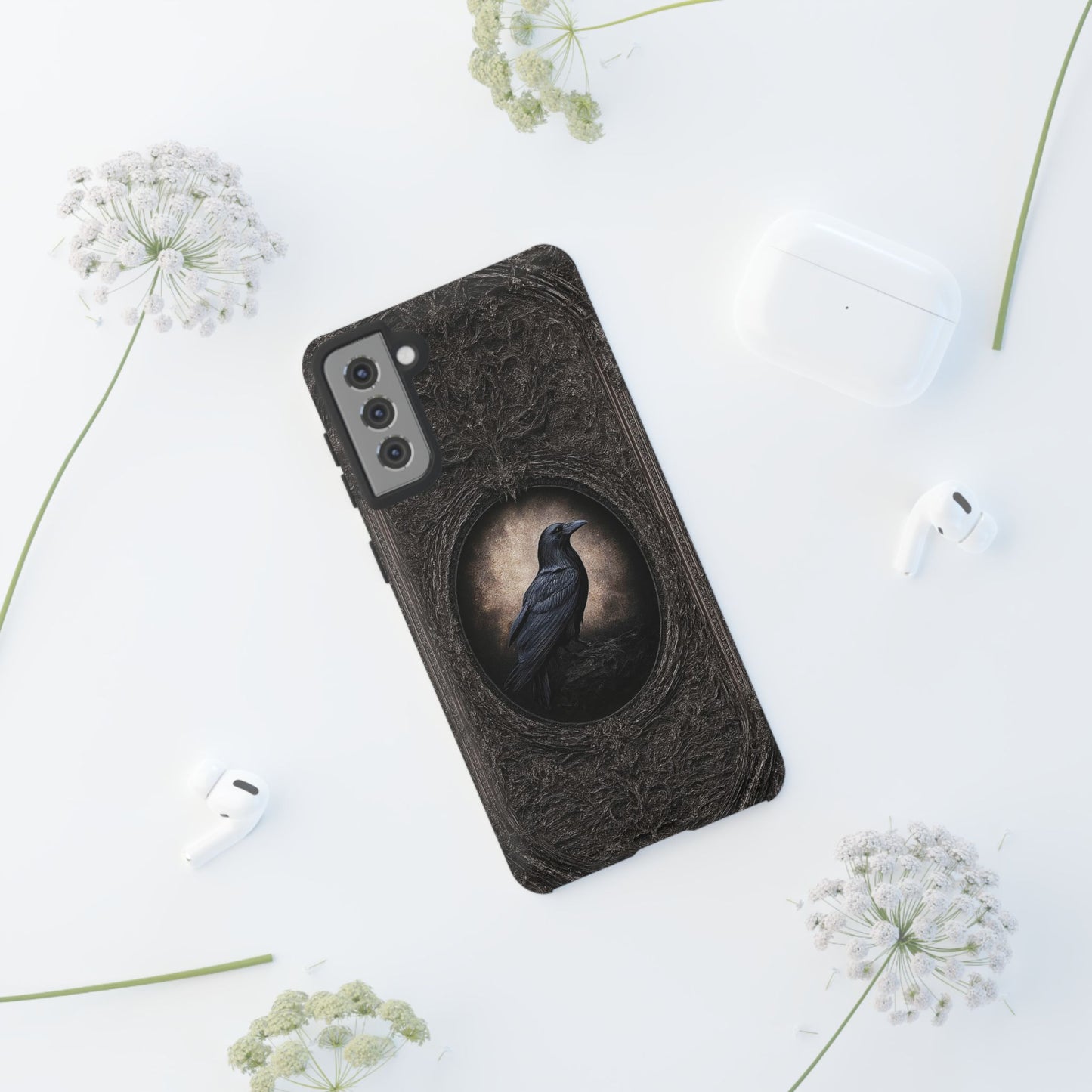 Gothic Raven Phone Case - Mysterious Dark Bird Design