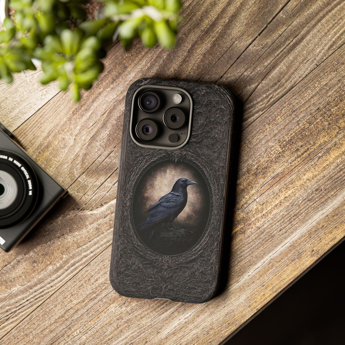 Gothic Raven Phone Case - Mysterious Dark Bird Design
