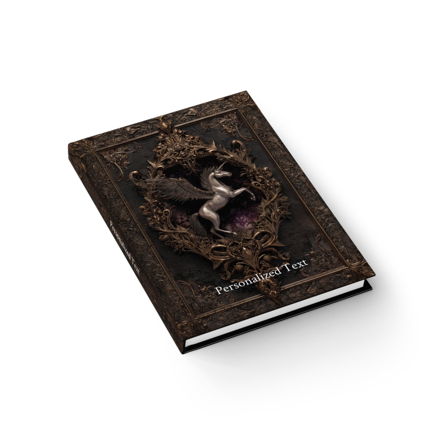 Gothic Pegasus Notebook - Fantasy Hardcover Journal with Optional Personalized Text