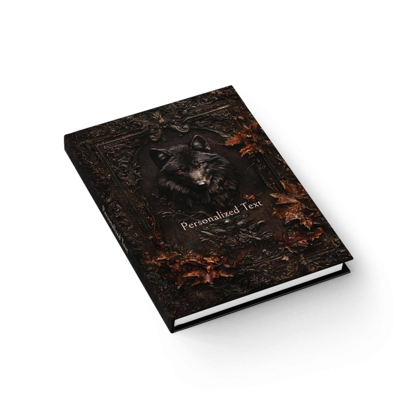 Mystical Black Wolf Journal - Vintage Leather Look Notebook with Dark Accents